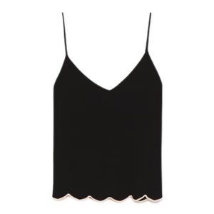 Zara Knit Scalloped Trim Top